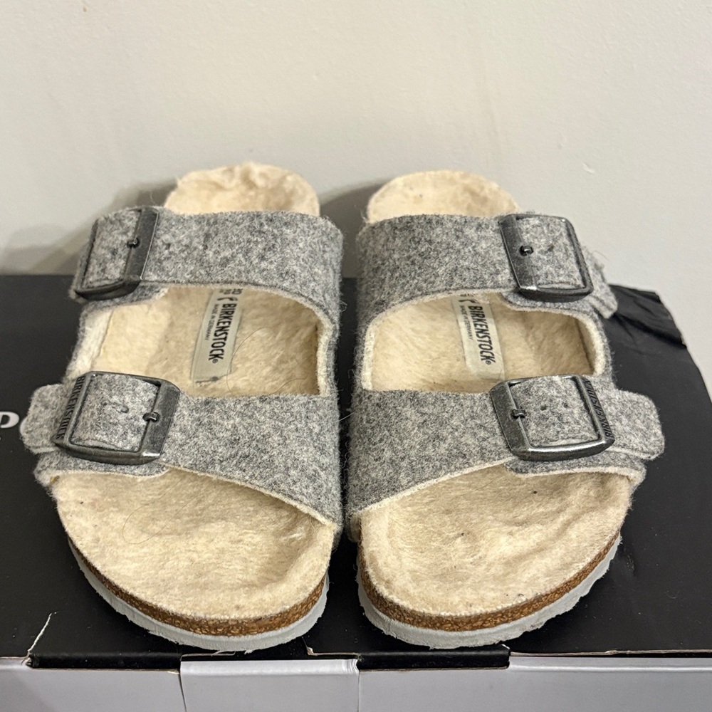Birkenstock Light Gray Wool Sandals